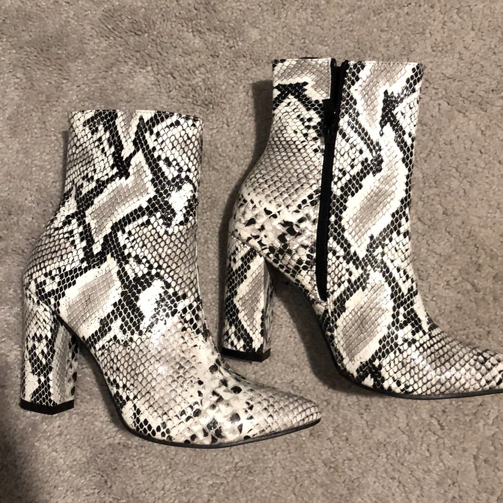 Snakeskin booties